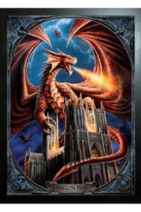 BLACK FRAMED ANNE STOKES ART - DRAGON FURY 3D PICTURE PRINT 325mm x 425mm - Picture 1 of 2