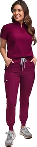 Scrubs for Women Scrub Set - Slim Fit Jogger Pant and Mandarin Collar Tuck-In To - Picture 1 of 6