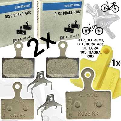 2 x Shimano K05S-RX Resin XT XTR 105 Disc Scheibenbremsbeläge + Bleedblock SET - Bild 1 von 4
