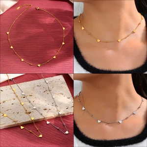 ✨ Edelstahl Halskette Damen Herz Anhänger – zarte Kette Gold oder Silber 💖 - Bild 1 von 9