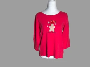 Alyssa Whitmore Damen Weihnachten Top Lebkuchenmann Schleife Design Gr. PL Urlaub  - Bild 1 von 8