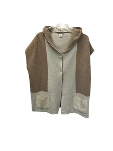 Note Di Anita italienische Woll- und Kaschmirmischung Kapuze Einheitsgröße Strickjacke hellbraun - Bild 1 von 7