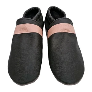 Zapatillas de cuero T. 39, rayas marrones rosa, cuero auténtico - Imagen 1 de 4