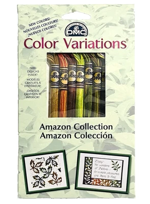 DMC COLOR VARIATIONS AMAZON COLLECTION - 8 SIX STRAND SKEINS 8.7 YARDS + DESIGNS - Image 1 of 3