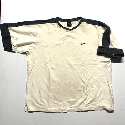 Винтажная хлопковая рубашка Nike Golf Tiger Woods кремово-серая мужская размер XL - Изображение 1 из 4