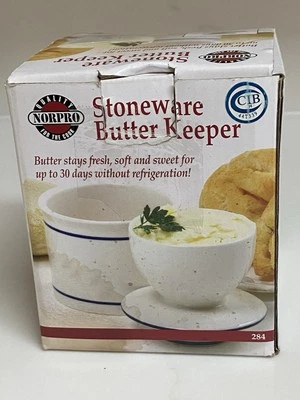 Plato de vajilla campana francesa guardián mantequilla porcelana blanca de gres Norpro Foto 1 de 4