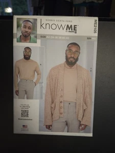 Know Me 2105 Easy Soft Turtleneck & Oversized Cardigan Pattern Men's 44-52 Uncut - Picture 1 of 3