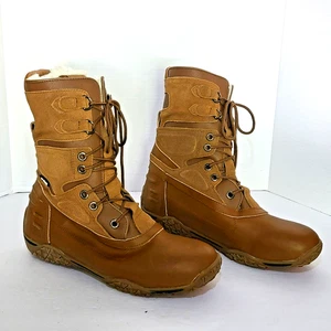 Pajar Winter Boots Women's 10 Low-Calf Leather Waterproof Brown Sherpa Lined - Picture 1 of 24