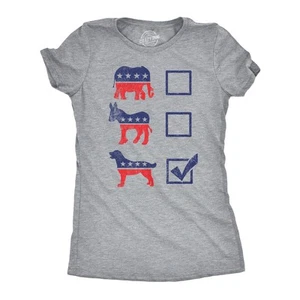 Womens Funny T Shirts Voting Ballot Dog Sarcastic Political Puppy Graphic Tee - Picture 1 of 7
