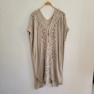 Strick geknotet Navan Häkel Strick Kaftan Pullover Tunika XS Small hellbraun V-Ausschnitt Boho - Bild 1 von 9