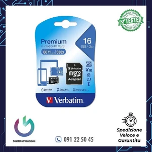 VERBATIM MICRO-SDHC/16GB CLASSE 10 + ADATTATORE - Foto 1 di 2