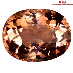 6.95 ct AIG Certified Flashing Oval (13 x 10 mm) Un-Heated Orange Tourmaline - Picture 1 of 3