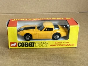 Corgi WhizzWheels Marcos 3 Litre, No 377, Boxed, Die Cast, Yellow, Original, GC. - Picture 1 of 15