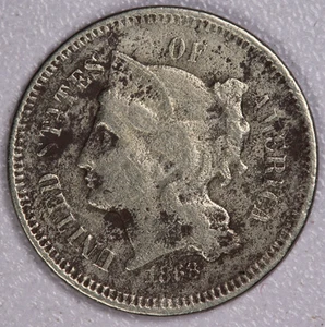 1868 3c Nickel - F/VF Details - Picture 1 of 2