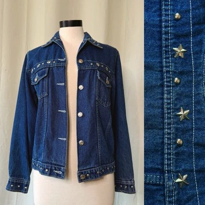 VTG 90s Shaver Lake Studded Dark Wash Denim Jacket - Image 1 of 4