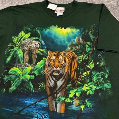 Camisa Animal Kingdom Hombre Pequeña Verde Walt Disney World Tigre De Colección Años 90 Nueva Etiqueta Foto 1 de 4