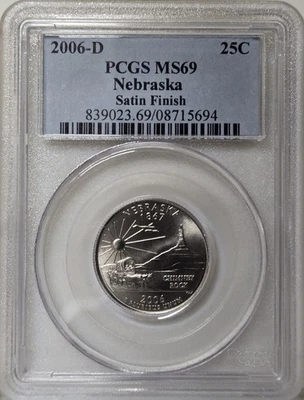 2006-D 25C PCGS MS69 - Clad  Satin Finish Nebraska Quarter - Image 1 of 2