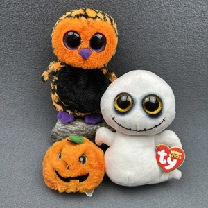Ty Beanie Boos Lot Of 3 Plush Spike, Haunt, & Seeds Halloween - Picture 1 of 21