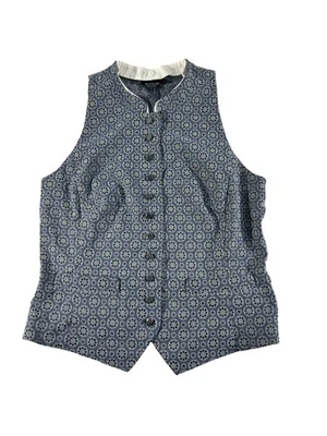Chaleco cuello mandarín con botones medallón geométrico azul New York talla 6 Worth Foto 1 de 4
