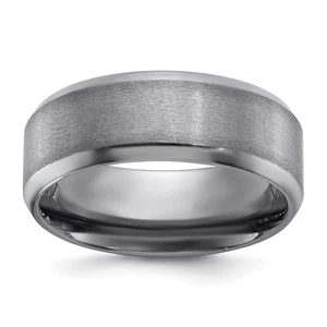 Tantalum Brushed and Polished 8mm Beveled Edge Band Ring Sz 8.5 - Picture 1 of 5