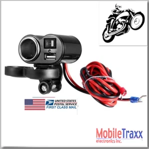 7/8" 30A Motorcycle Heavy Duty Lighter Socket/USB Power Charger/Power Switch - Picture 1 of 6