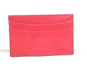 Business Card Case Slim Design Goatskin Leather Graphic Image Pink - Picture 1 of 4