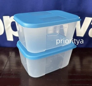 Tupperware Freezer Mates Contenedor Rectangular 700ml Juego de 2 Azul Transparente Nuevo - Imagen 1 de 3