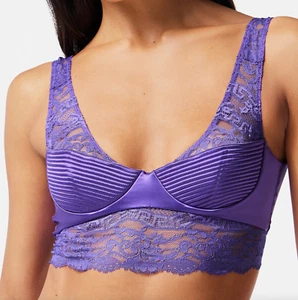 NWT Versace Runway Purple Greca Logo Lace Quilt Bustier Bralette Top 1B 32B $795 - Picture 1 of 21