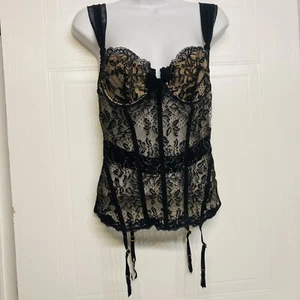 Victoria's Secret Very Sexy Vintage Garter Snaps Sheer Teddy Lingerie 34B Black - Picture 1 of 9