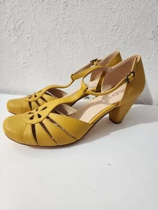 Chelsea Crew Memories Vintage Style T-Strap Heels Mustard Yellow Women's Size 10 - Picture 1 of 6