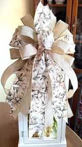10 " NEUTRAL EVERYDAY FLORAL BOW for DOOR WREATH SWAG LANTERN # 67s rb - Picture 1 of 2