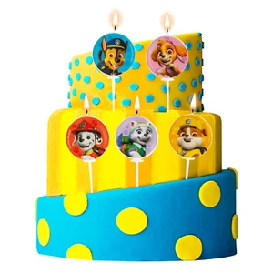 Paw Patrol 5 Geburtstagskerzen Torte Kuchen Deko Kerze Geburtstag 🐶 - Foto 1 di 4