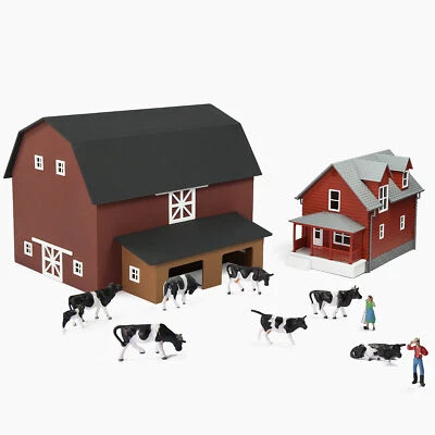 HO Scale Model Barn Farm House Building with Animals Built Painted JZ8708 - Image 1 of 4