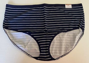 Mutandina Lane Bryant Cacique 22/24 blu navy righe cotone gamba alta slip intimo - Foto 1 di 6