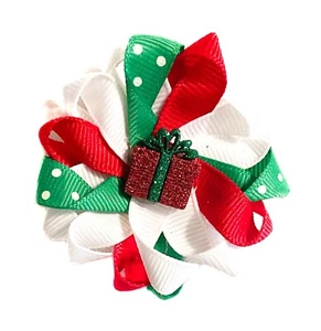 Handmade Christmas Hair Bow W/ Alligator Clip 2 1/4 Inch Baby, Toddler, Girl - Picture 1 of 2