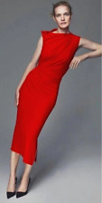 $1995 Narciso Rodriguez Red Drape Vented Dress, size 4, Made in Italy