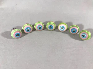 Ceramic Hand Painted Drawer Pulls Pink,Blue,Green Furniture or Crafting Set of 7 - Picture 1 of 8