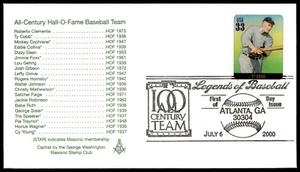 2000 Ty Cobb FDC All-Century Hall Of Fame Baseball Team Masonic Cachet - Picture 1 of 2