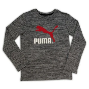 PUMA Big Boys Long Sleeve T-Shirt Dry Moisture Wicking Work Out, GreY, SZ 5 - Picture 1 of 1