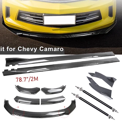 For Chevy Camaro Carbon Fiber Front Bumper Rear Splitter Spoiler Side Skirt Foto 1 de 4