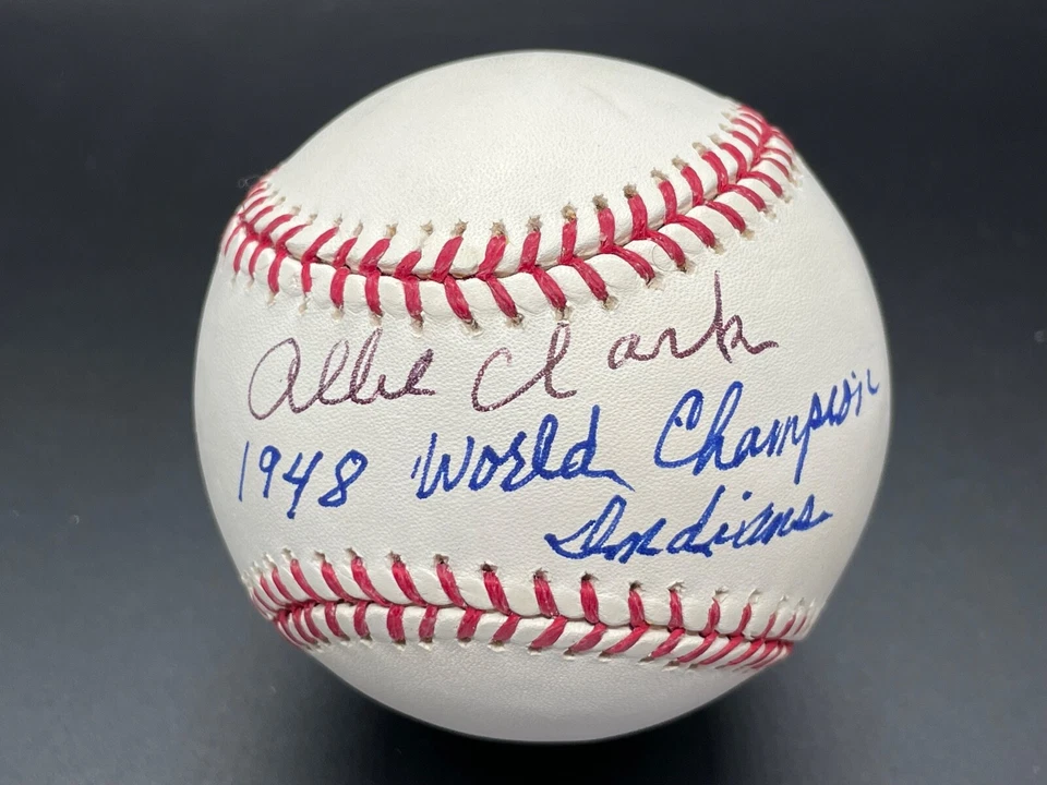 Allie Clark "1948 WS Champ Indians WWII US Army" Autographed Signed Baseball PSA - Image 1 of 4