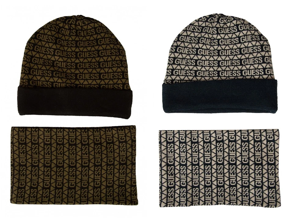 SG Scaldacollo e cappello GUESS completo berretto con risvolto tessuto logato ar - Imagen 1 de 1