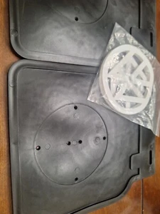 Vintage Volkswagen VW Bug Black White Rear Mud Flap Brackets 63 64 65 66 67 68 - Picture 1 of 5