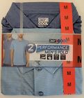 32 Degrees Men’s Cool Short Sleeve PERFORMANCE Golf Polo MEDIUM 2-pack BLUE