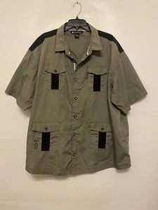 Rocawear Shirt Mens 4XB Button Up Military Green No Way In Hell 99 & Forever - Picture 1 of 17