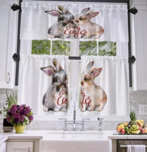 Kitchen Curtain Valance, Rabbit Print Curtains for Window Bathroom 52x18” - Picture 1 of 13