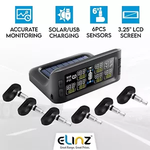 Elinz Solar Powered Tyre Pressure Monitoring System TPMS 6 Internal Sensors - Picture 1 of 1