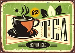Tea Retro Metal Sign, Vintage Style Cafe Plaque, Coffee Shop