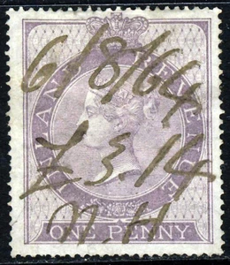 GB Queen Victoria 1860 1d. Manuscrito Lila Postal Fiscal SG F9 (Spec L109) Cxl - Imagen 1 de 2