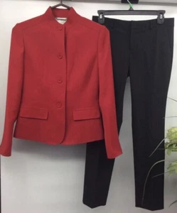 NWT Calvin Klein/ Banana Rep Mismatched Red Black 2 piece Pant Suit Sz 2P, $240 - Picture 1 of 6